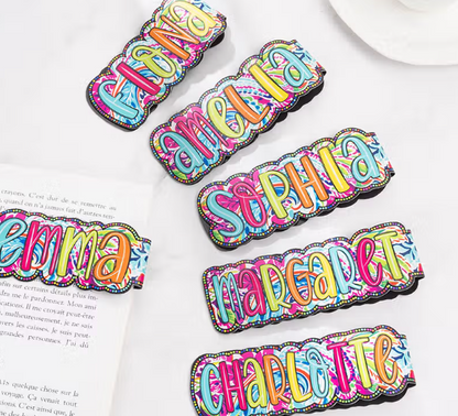 Where Every Chapter Knows Your Name - Personalized Bright Paisley Floral Doodle Magnetic Bookmark Clips Reading Birthday Gift