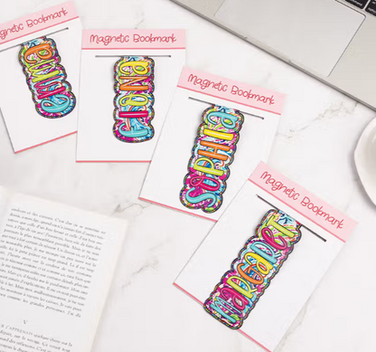 Where Every Chapter Knows Your Name - Personalized Bright Paisley Floral Doodle Magnetic Bookmark Clips Reading Birthday Gift