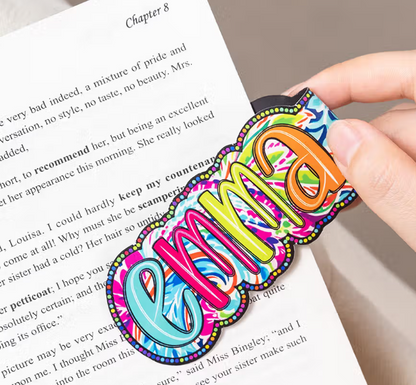 Where Every Chapter Knows Your Name - Personalized Bright Paisley Floral Doodle Magnetic Bookmark Clips Reading Birthday Gift