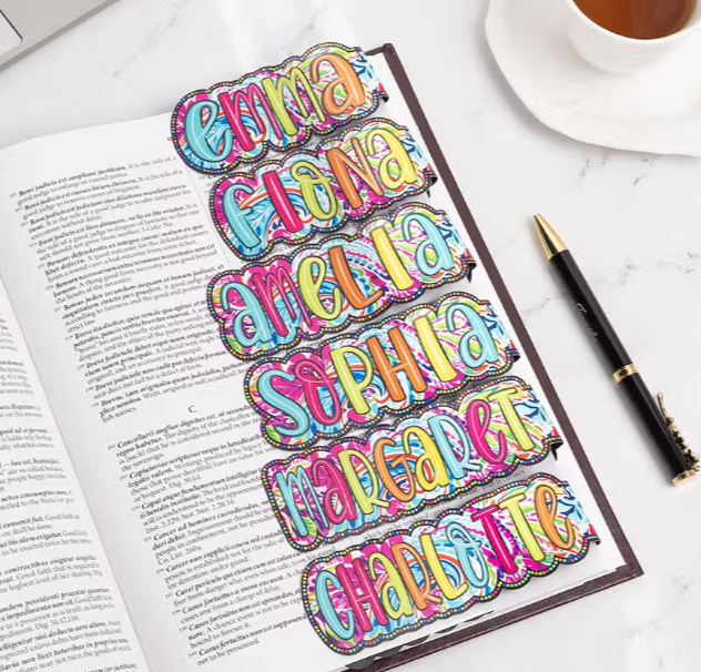 Where Every Chapter Knows Your Name - Personalized Bright Paisley Floral Doodle Magnetic Bookmark Clips Reading Birthday Gift