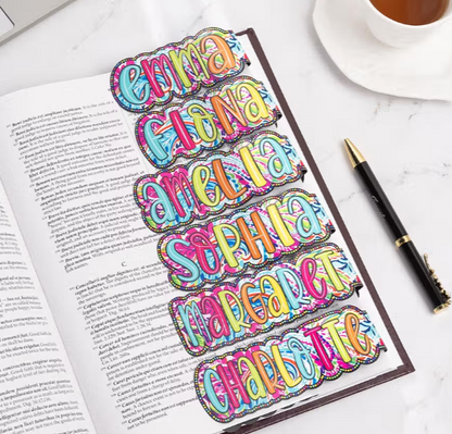 Where Every Chapter Knows Your Name - Personalized Bright Paisley Floral Doodle Magnetic Bookmark Clips Reading Birthday Gift