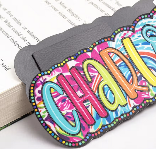 Where Every Chapter Knows Your Name - Personalized Bright Paisley Floral Doodle Magnetic Bookmark Clips Reading Birthday Gift